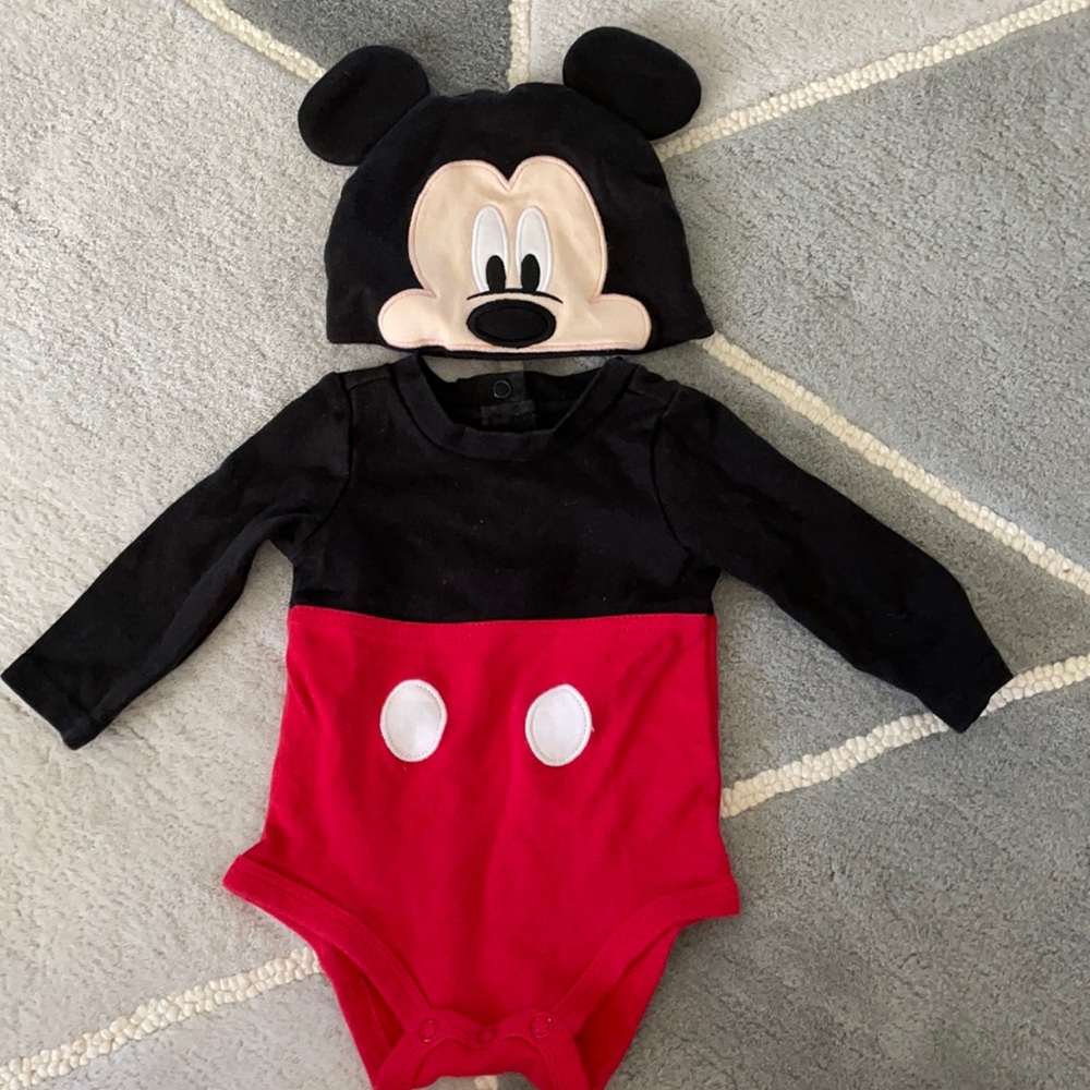 Mickey Mouse Onesie Costume with Hat 3-6M